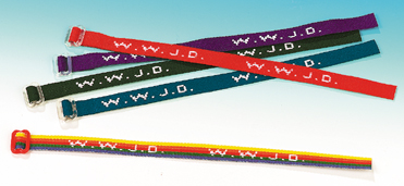 BRACCIALETTO “WWJD” IN STOFFA, DIVERSI COLORI